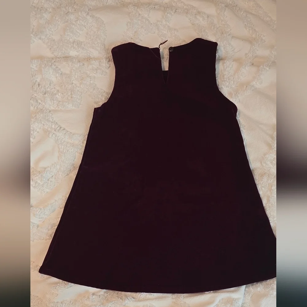 Youngland Burgandy Velvet-feel Toddler Dress W/ Pink Embroidery, Size 4 (1205)